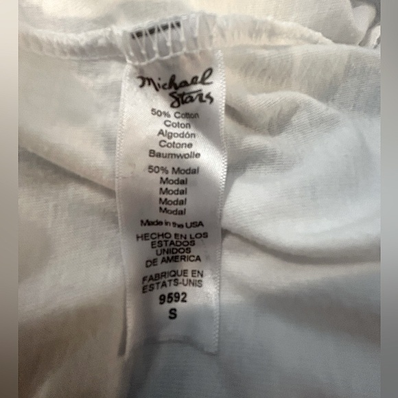 Michael Stars Short Sleeve Tie Front Top in White, Size S - Picture 5 of 6